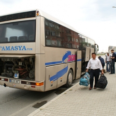Bus breakdown outside Samsunspor Stadium en-route to Samsun Carsamba airport, Mon 22nd June 2009